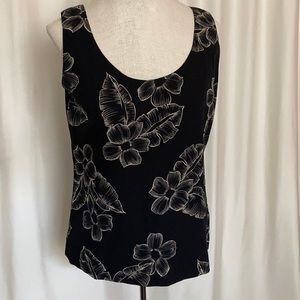 Silk floral and stripe reversible tank top